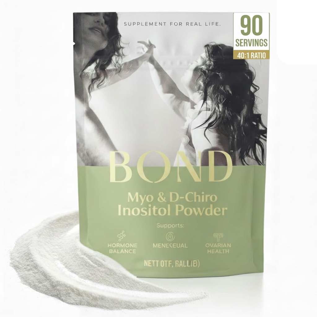 Bond Myo-Inositol & D-Chiro Inositol Pulver – Hormon Balance, Cycle Regularity & Ovarian Support Supplement für Damen – 40:1 Ratio Formula – Vegan, Sugar-Free, 90 Servietten