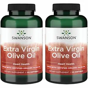 Swanson Extra Virgin Olivenöl - Natürliche Ergänzung Unterstützung Herz-Kreislauf-Gesundheit w/Essential Fatty Acids - Made w/Organic Cold-Pressed Olive Fruit - (120 Softgels, 1g Jeder) 2 Pack