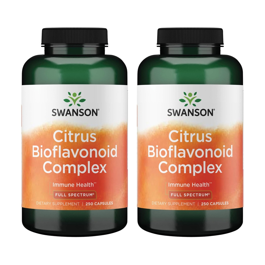 Swanson Full Spectrum Citrus Bioflavonoid Complex, 250 Capsules, 2 Pack | For Adults Seeking Enhanced Vitamin C Absorption, 50% Standardized Bioflavonoids from Bitter Orange, Rose Hips