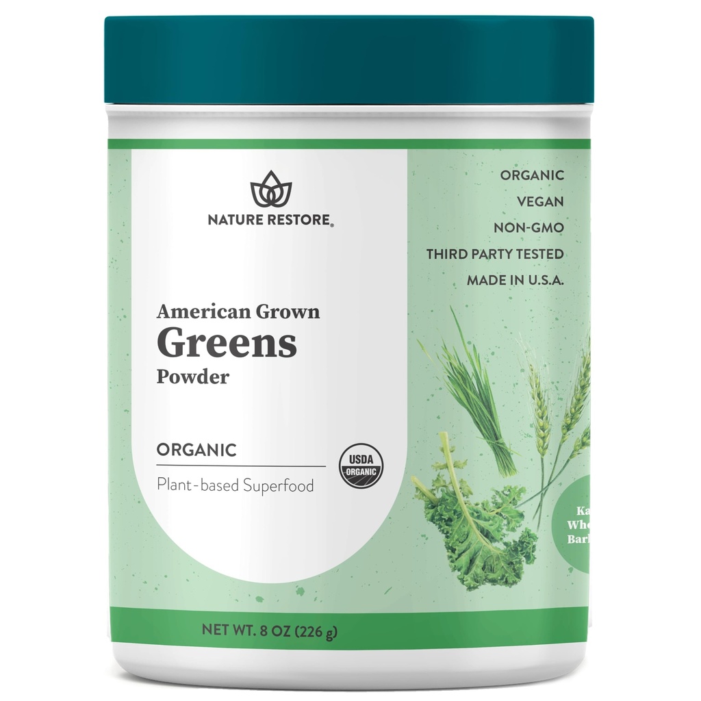 Greens Ripristino della natura Superfood Powder, USA Cresciuto, Organic Kale, Erba d'orzo, Wheatgrass, Non zuccherato, 8 once, Made in USA