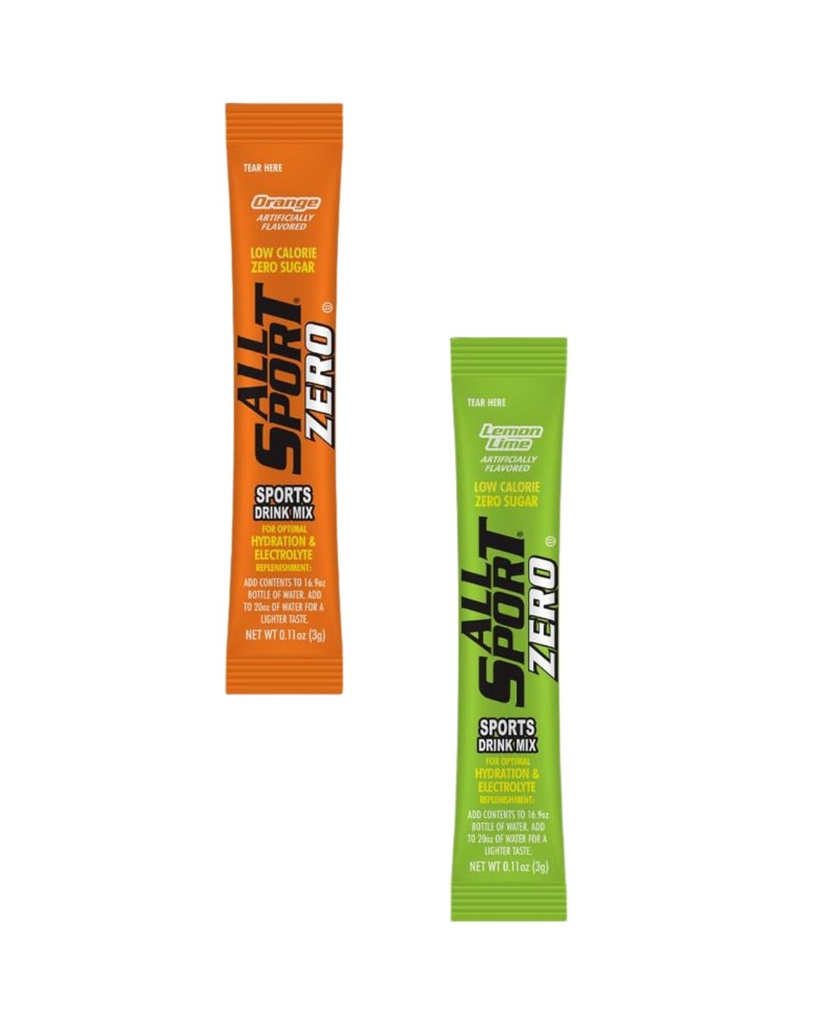 All Sport Zero Powder Sticks Citrus Variety Pack, Orange & Lemon Lime, 2 Boxes, 50 Sticks Each (100 Servings)