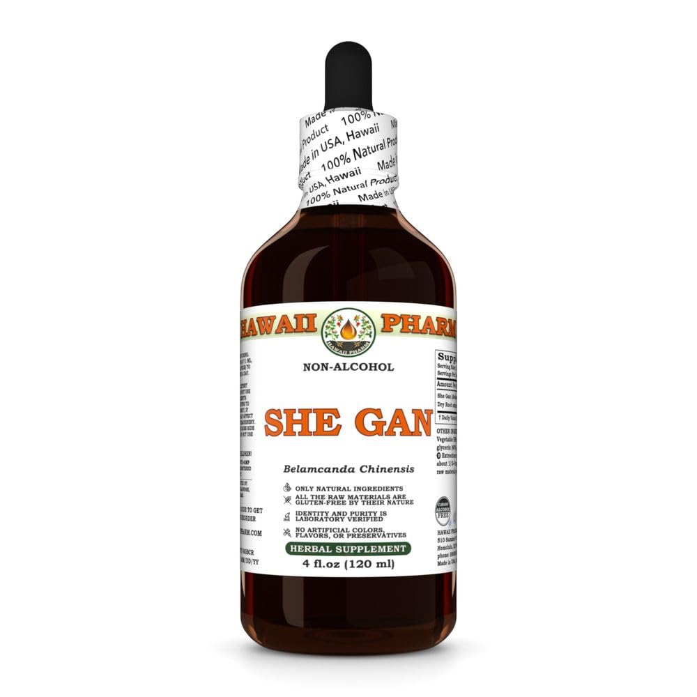 She Gan (Belamcanda Chinensis) Dry Root Glycerite, All Natural, Vegan, Lab Tested Alcohol-Free Liquid Extract - 4 fl.oz