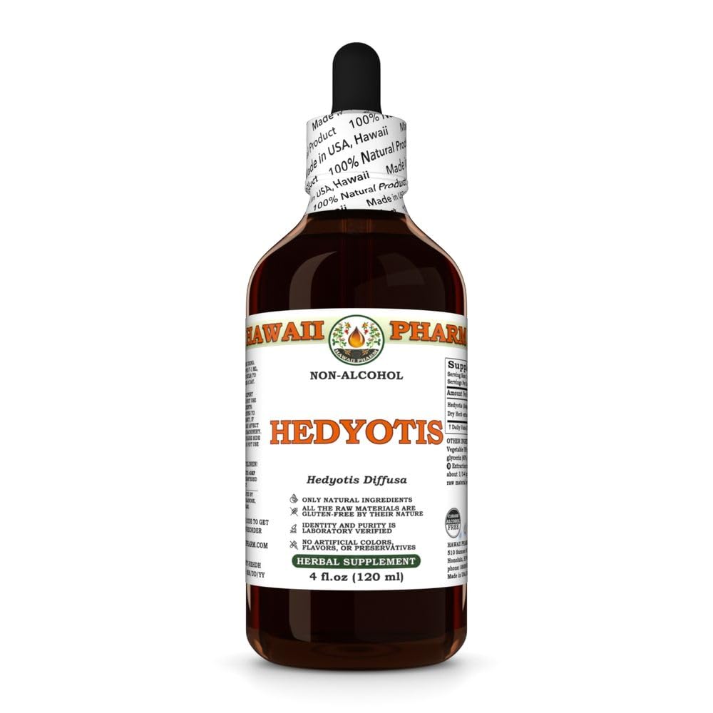 Hedyotis (Hedyotis Diffusa) Dry Herb Glycerite, Made in Hawaii, All Natural, Vegan, Lab Tested Alcohol-Free Liquid Extract - 4 fl.oz