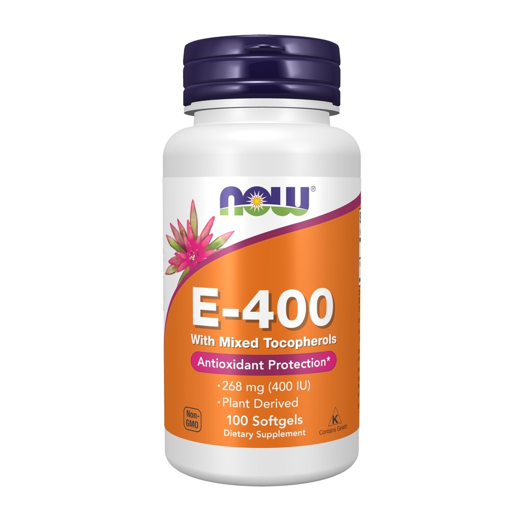 MAINTENANT Aliments suppléments, vitamine E-400 UI tocophérols mélangés, protection antioxydante*, 100 softgels