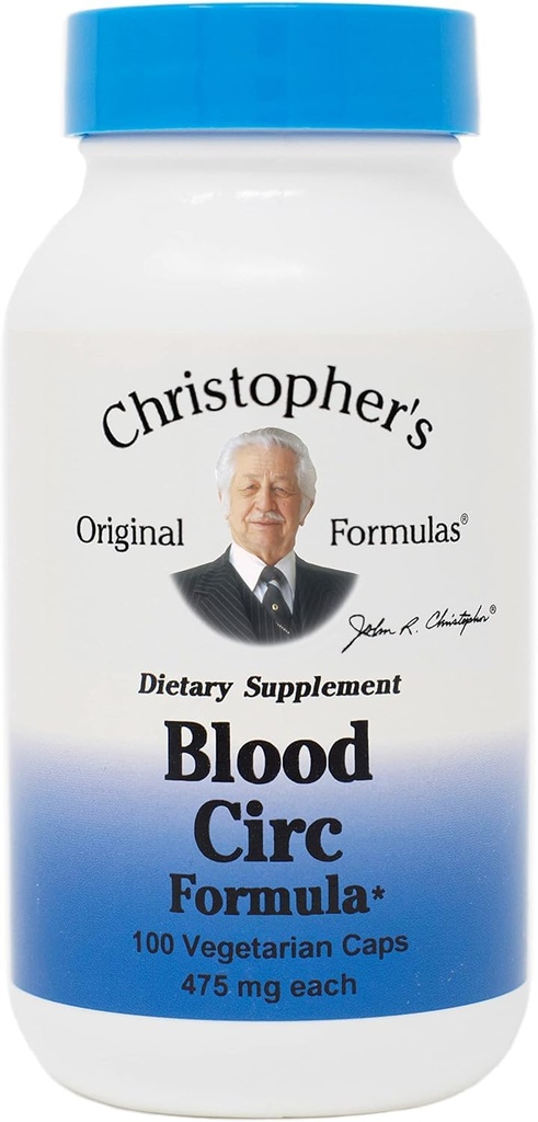 Formules originales de Christopher Capsules de formule circulaire de sang, supplément à base de plantes pour le bien-être cardiovasculaire et circulatoire, 100 capsules