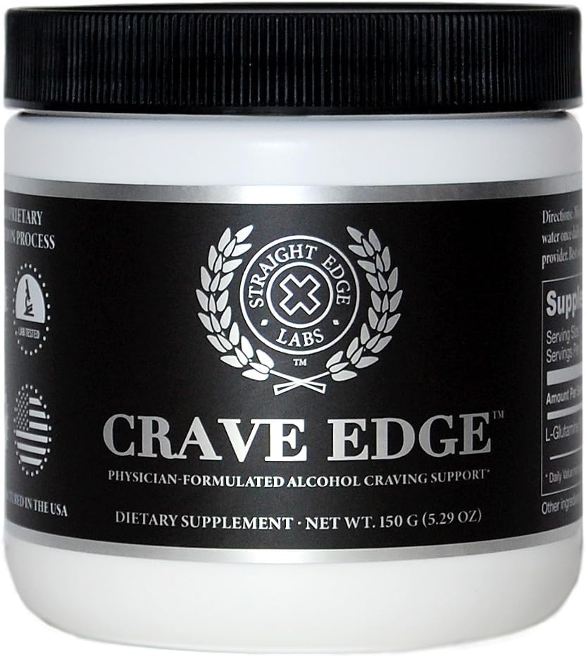 Crave Edge Alcohol Craving Support, Physician-Formulated Anti Alcohol Replacement Drink, Stop Drinking, Liver Detox, Fast Acting, No Big Pills or Bad Taste (150G Powder, 30 Servings)