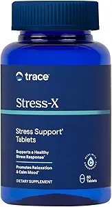 Trace Minerals Stress-X - Nahrungsergänzung mit Ballaststoffen & Trace Minerals - Magnesium-Ergänzung für Schlaf-Gesundheitsunterstützung - Formel mit Vitaminen A, B12, D & More - 60 Tabletten (30 Portionen)