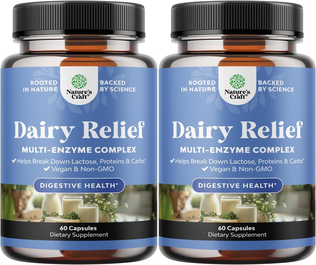 Lactose Intolerance Pills 120 Days Supply - Fast Acting Dairy Digestive Enzymes - Dairy Relief Pills for Digestion, Bloating, Gas and Carb Protein - Digestion Supplement for Lactose Intolerance Relief