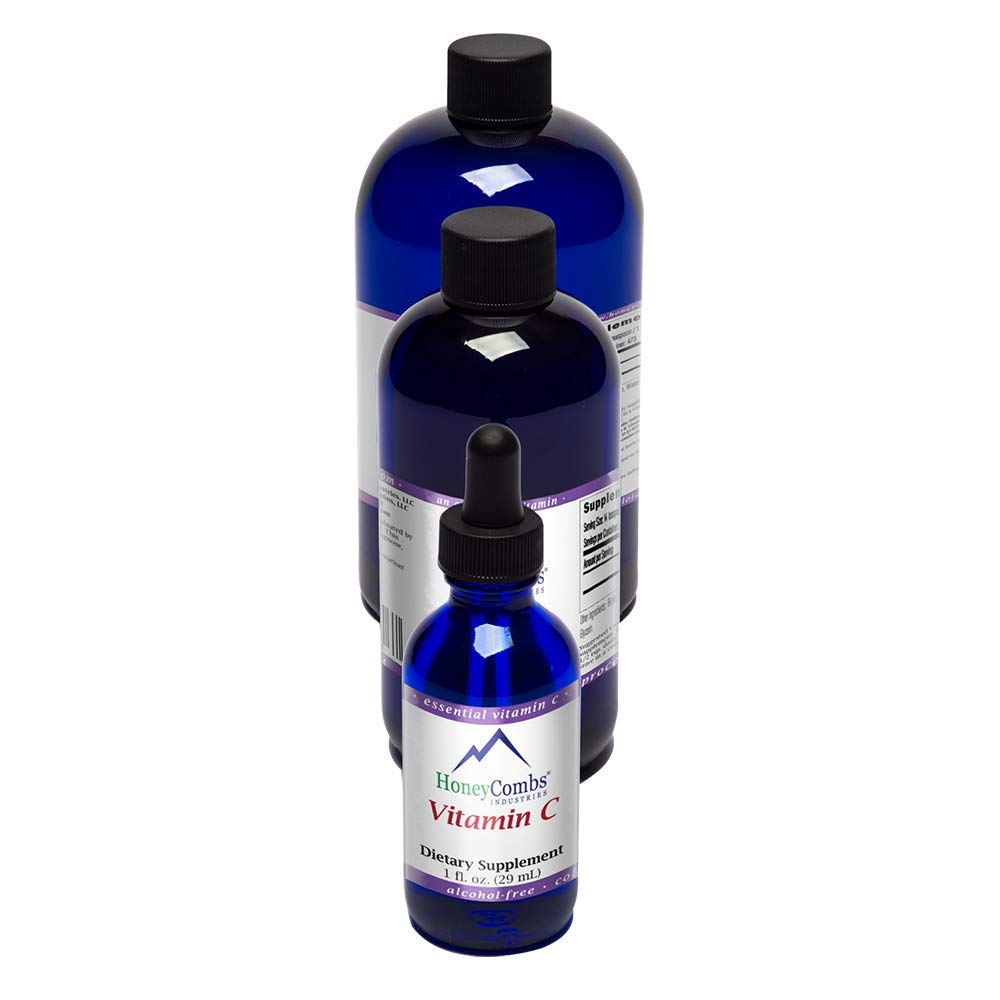 HoneyCombs Vitamin C Liquid Drops, Alcohol-Free, 16 oz | For Skin, Bones & Joint Health, Immune Supplement, Vegan, Non-GMO, For Kids & Adults