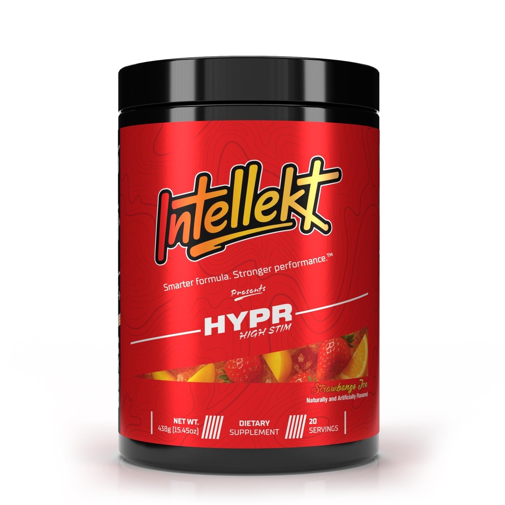 INTELLEKT Hypr High Stim Pre Workout Powder for Men and Women, 350mg Caffeine, Energy Focus and Pumps, L-Citrulline 6g, Alpha GPC, Beta Alanine, 20 Servings