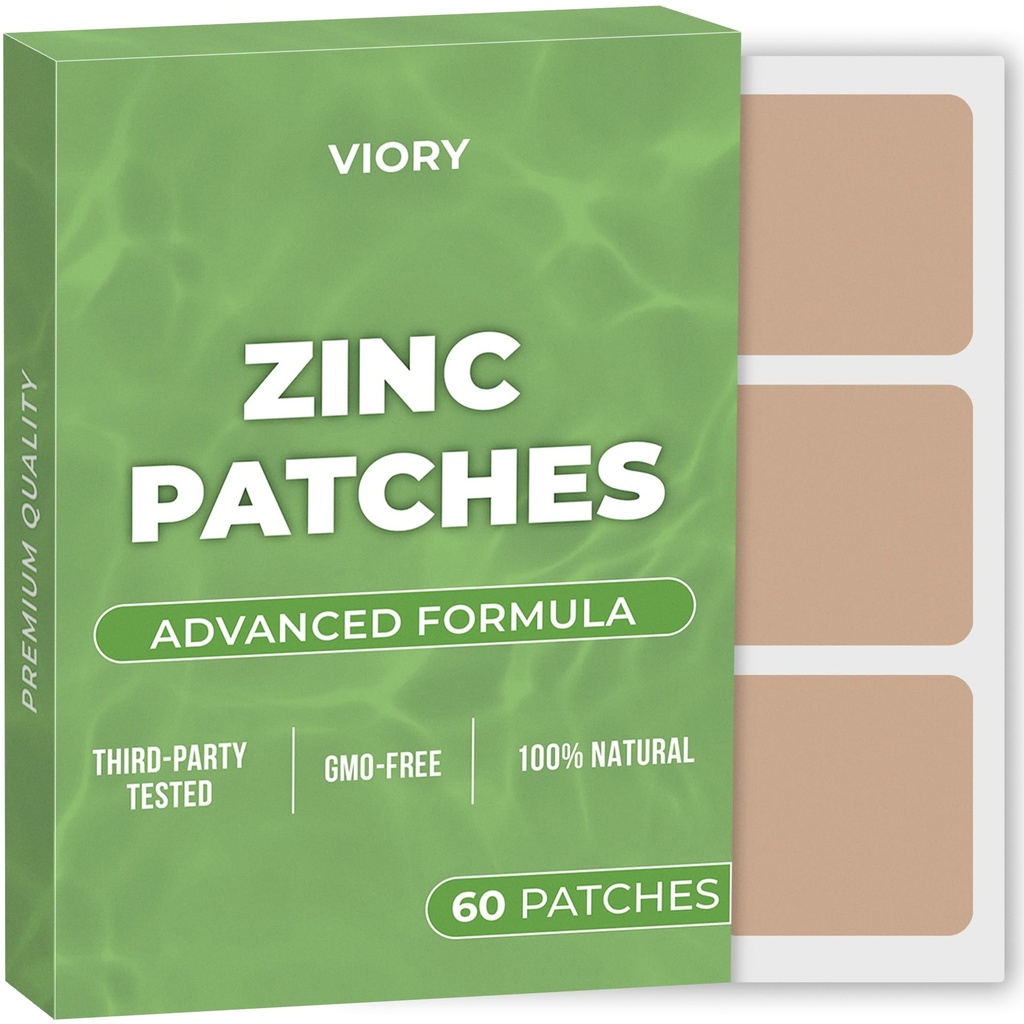 Patches de zinc (paquet de 60) - 100% naturel pour les femmes et les hommes - avec Biotin - Immune & Soutien corporel - Formule améliorée