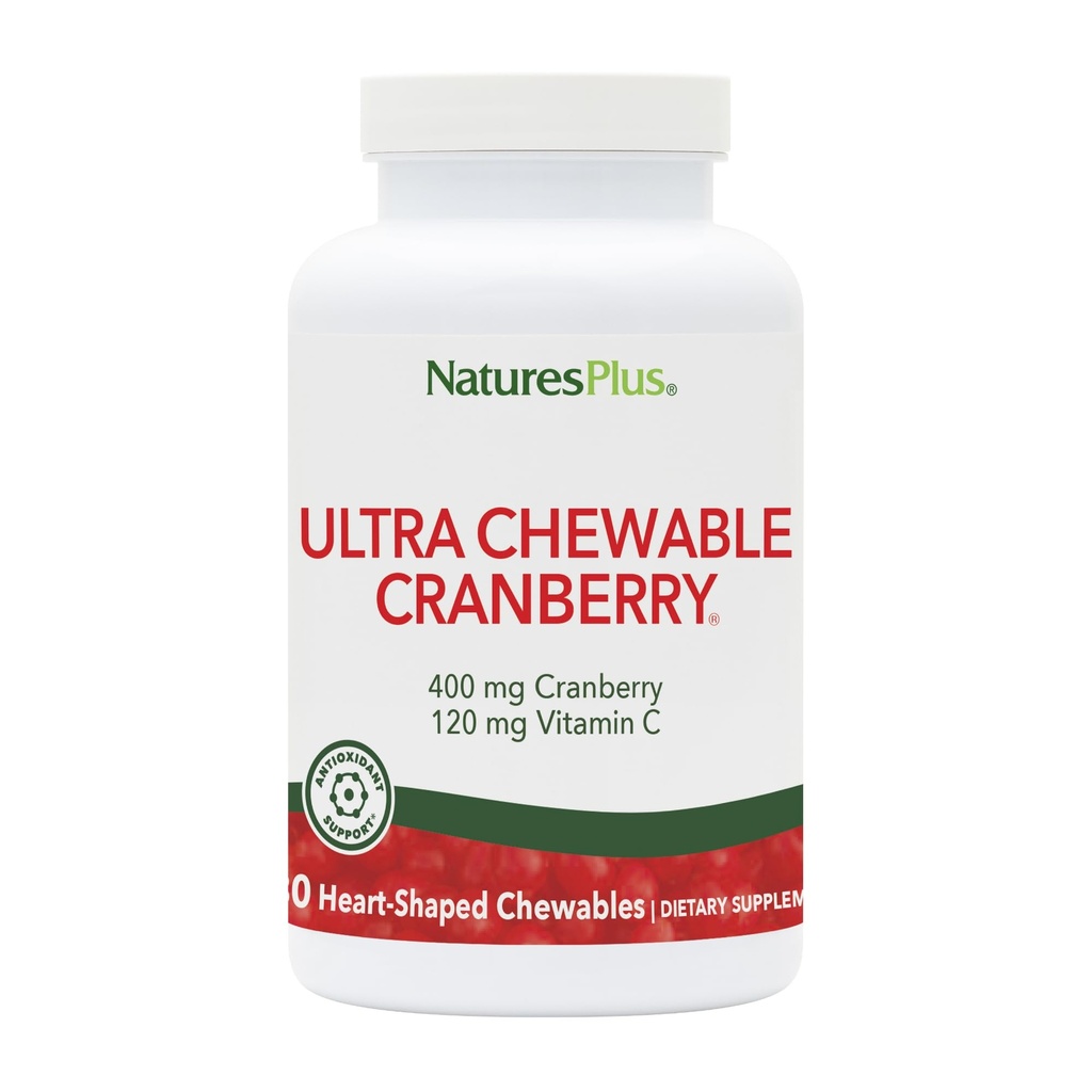 Natures Plus Les baies d'amour aux canneberges ultra-chaudables - 400 mg, 180 comprimés végétariens - Supplément aux canneberges naturelles, favorise la santé des tracts urinaires - Non-OGM, sans gluten - 90 portions