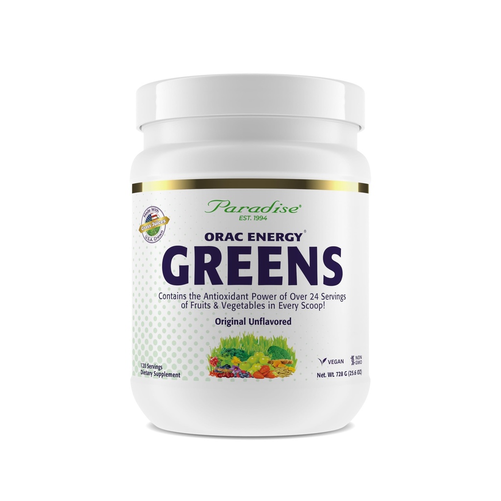 Paradise Herbs, ORAC Energy Greens Powder, Antioxidante Leistung von 24 Portionen von Früchten & Gemüse in 1 Scoop, 120 Portionen