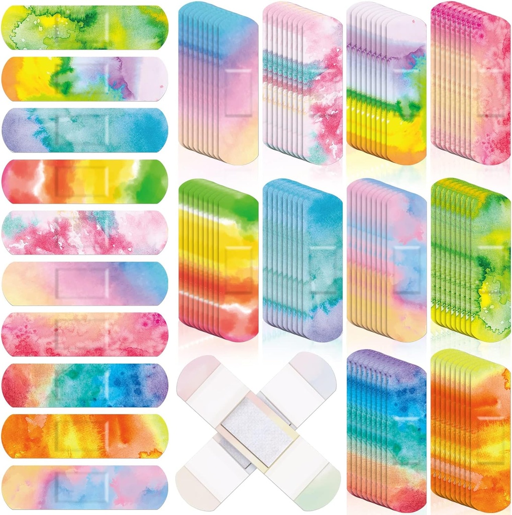 Lounsweer 120 Pcs Kids Bandages Bulk Tie Dye Pastel Farbige Bandagen für Kinder Nette wasserdichte flexible Klebeband Atmungsaktive Pflege für Kinder Baby Kleinkind Schnitt Scrapes Wounds Burn, 10 Stil(Tie Dye)