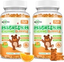 Magnesiumgummis für Kinder - Magnesium Glycinate Gummies Supplement mit L-Theanin, Vitamin B6, D3 für Erwachsene & Kinder, ruhiges Magnesium für Schlaf, Entspannung, Gehirn, Knochen,Sugar Free Orange 120ct