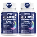 NEVISS Melatonin 50 mg per adulti - Extra Forza 9-in-1 Dissolve Sublingual - Alta dose con Magnesio Glycinate, Vitamina D3, Ashwagandha, Lemon Balm, Camomilla, Sugar Free,Vegan 120 compresse