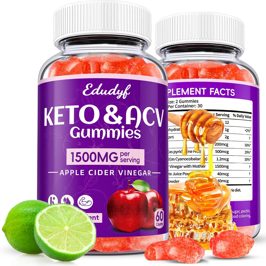 Keto Acv Gummies,Gommes de cidre de pomme biologique,Gommes de cidre de pomme,Gommes de kéto,Santé des femmes,Probiotiques pour la santé digestive,Métabolisme,GMO Free & Vegan - 120 comtes