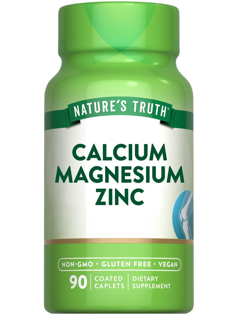 Nature's Truth Calcium Magnesium Zink | 90 Coated Caplets | Vegan, Non-GMO, und glutenfreie Ergänzung