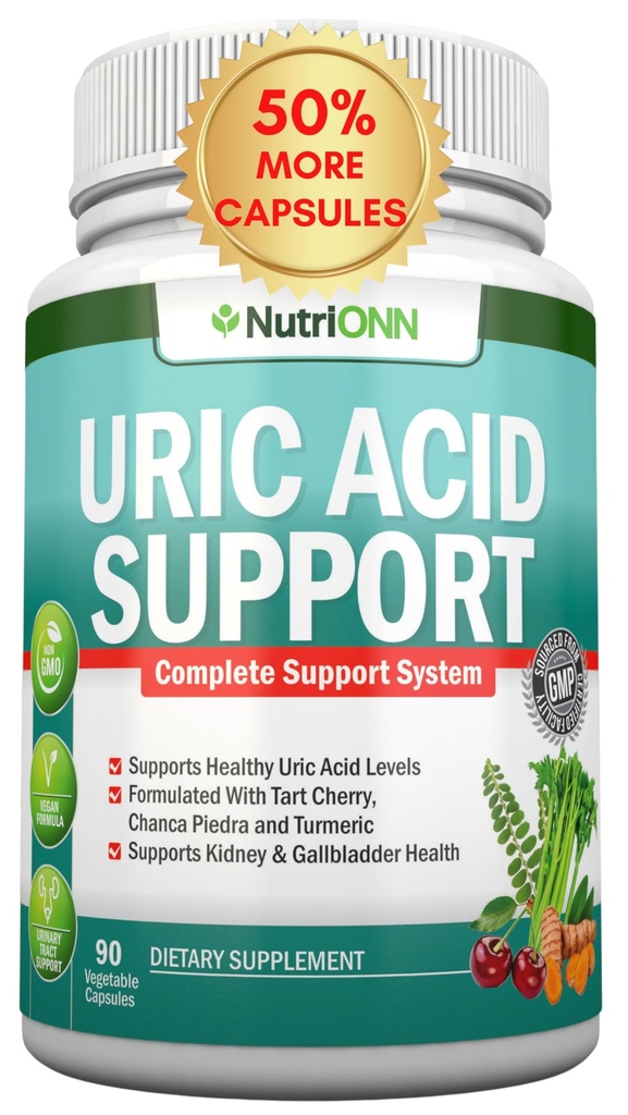 Uric Acid Flush - Kräuter Uric Acid Cleanse Supplement - Mit Tart Cherry, Celery Seed Extract, Chanca Piedra, Teufelskralle & Grüne Kaffeebohne - Vegan - Unterstützt Gallenblase und Nierengesundheit
