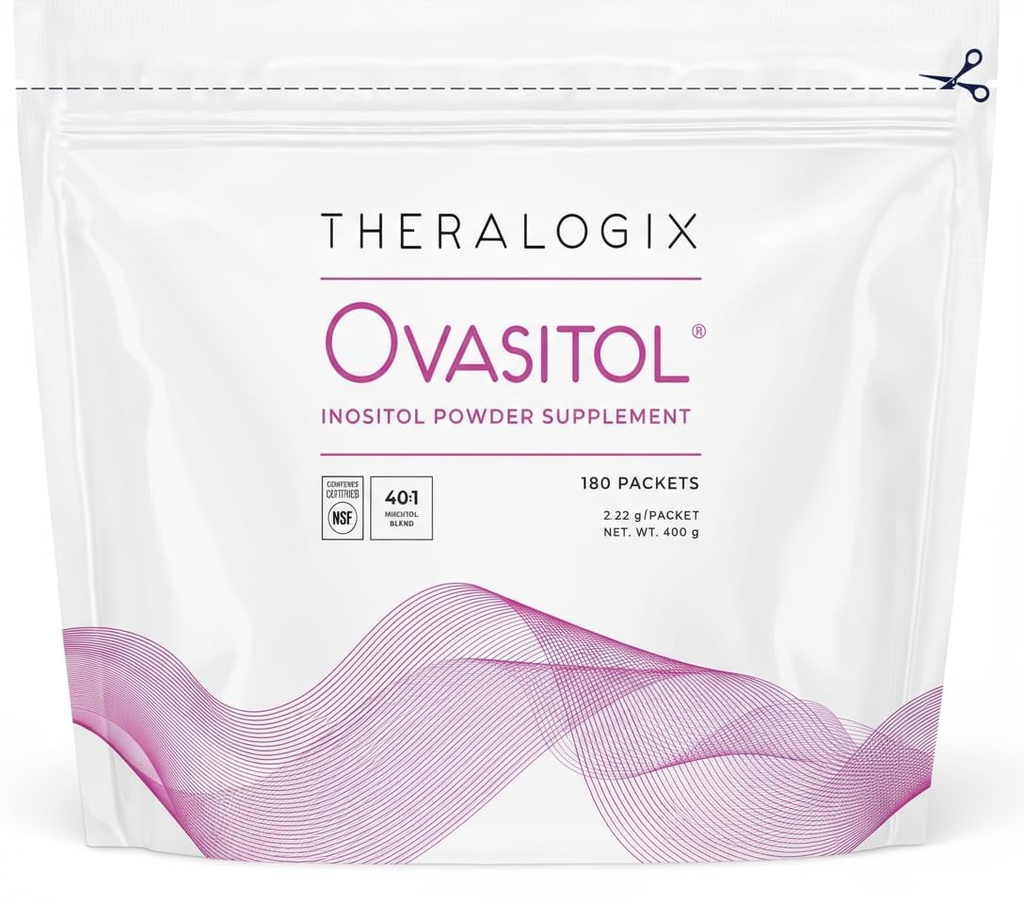 Theralogix Ovasitol Inositol Powder Packets - 90-Day Supply - Myo-Inositol & D-Chiro Inositol für Hormon Balance & Ovarian Function Support* - NSF zertifiziert - 180 Packets