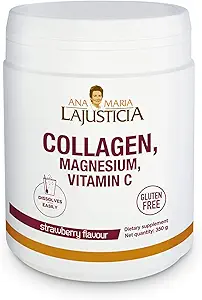 Ana Maria Lajusticia | Polvere di collagene idrolisato con magnesio e vitamina C |per pelle sana, unghie, capelli e legamenti | Energia naturale, Flavour di fragole 350g