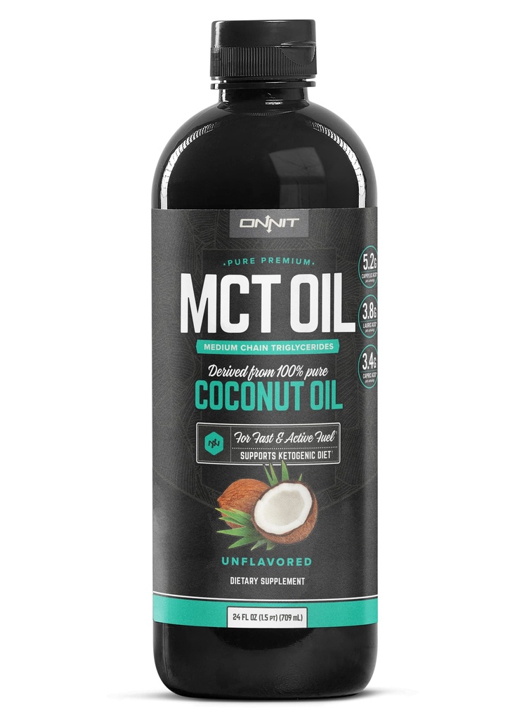 MCT nit Öl - Reines MCT Kokosöl, Ketogene Ernährung und Paleo Optimiert mit C8, C10, Lauric Acid - Perfekt für Kaffee, Shakes und Kochen (Flavorless - 24oz)