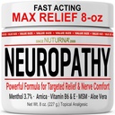 Neuropathy Relief Cream - Fast Acting Max Relief für Füße Beine Zehen - Ultra Strength Menthol, Arnica, Aloe Vera, MSM, Natürliches beruhigendes Nerve Relief - Extra Large 8 oz