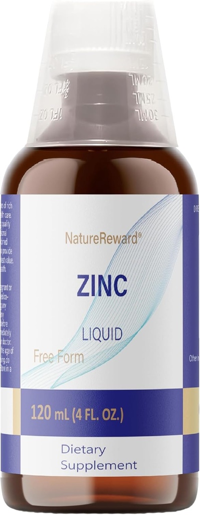 Organische flüssige Zink, 60 Portionen – Alkoholfreies Zinksulfat – Unterstützt Immungesundheit und Stoffwechsel – Antioxidans – Glutenfrei, Non-GMO, Vegan & Paleo Friendly (120 ml), 4 FL OZ