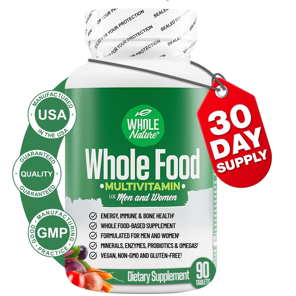 Whole Food Multivitamin for Men and Women Complete Daily Superfood Vitamins Plus Minerals Digestive Enzymes, Probiotics and Omegas. Plant Based Multi Vitamin, Non GMO (1)