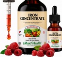 Maxi supplément de fer pour la santé 15mg par ML – Augmenter l'énergie et les niveaux de sang sans nausée ou constipation – gouttes de fer liquides pour les hommes, les femmes et les enfants – 2 oz (2 oz, 2 pack)
