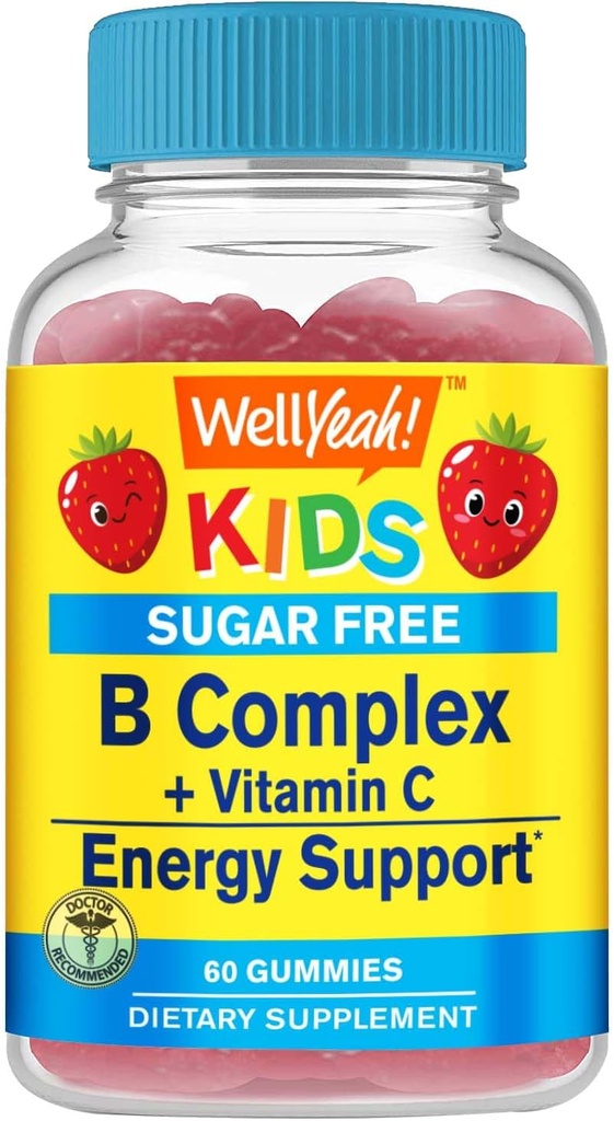 Eh bien, les enfants Vitamine B complexe sans sucre Gummies avec la vitamine C, acide folique