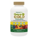 NaturesPlus Source of Life GOLD Chewables - 90 Vegetarian Tablets - Tropical Fruit Flavor - Whole Food Multivitamin Supplement - Gluten Free - 30 Servings
