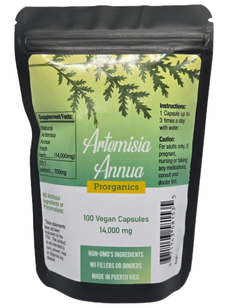 Handmade Wormwood Capsules 14,000mg Fresh Herb 700mg Extract 20:1 | Artemisia Annua | 100 Count | Non-GMO & Gluten Free Supplement (100)