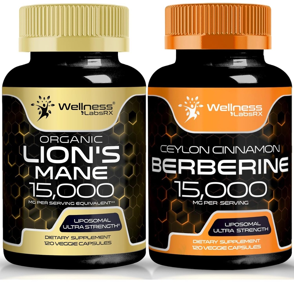 WELLNESS LABSRX Lions Mane Capsules et Berberine Capsules