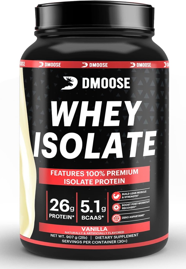 DMoose Whey Isolate Protein Pulver I 26 g Protein I 5.1g BCAAS I Gluten Free I Hilft, Muskelmasse zu halten & Verringern Erholung Zeit I Schokolade & Vanille I 30 Servierungen
