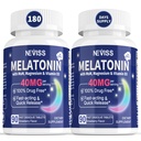 Melatonina 40 mg per gli adulti - Veloce Dissolve & Chewable Sublingual Sleep Supplement - Melatonina ad alta resistenza con vitamina D3 & MSM, Selenio per il ciclo di riposo della salute, Zzz profondi, senza zucchero, 180 Serve