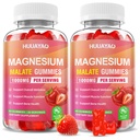 Magnesium Malate Gummies 1000mg, Chewable Magnesium Supplements with L-Theanine, CoQ10 & Vitamin B6, Support Energy Production, Muscle Function, Sugar-Free, Strawberry Flavor, 120 Count
