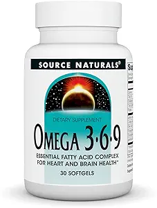 Source Naturals Omega 3-6-9, Complexe d'acide gras essentiel pour la santé du coeur et du cerveau* - 30 Softgels