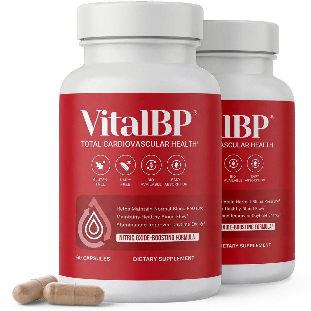 VitalBP Blood Pressure, Blood Flow & Artery Support, CoQ10, K2 & D3, 2 Pack | With L-citrulline to support normal blood pressure, blood flow & artery health.