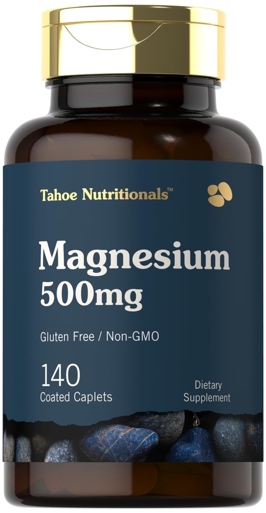 Tahoe Nutritionals Magnesium | 500mg | 140 Caplets Coated | Non OGM e Gluten
