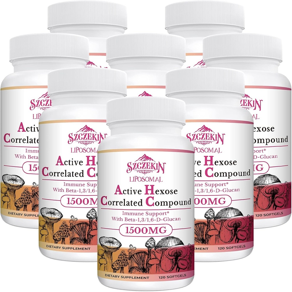 1500mg Liposomal Active Hexose Correlated Supplement, 960 Soft Gel Beta-Glucani con Estratto di funghi naturale, Sistema immunitario, Funzione del fegato, Mantenere T-Cell & Killer Cell Activity