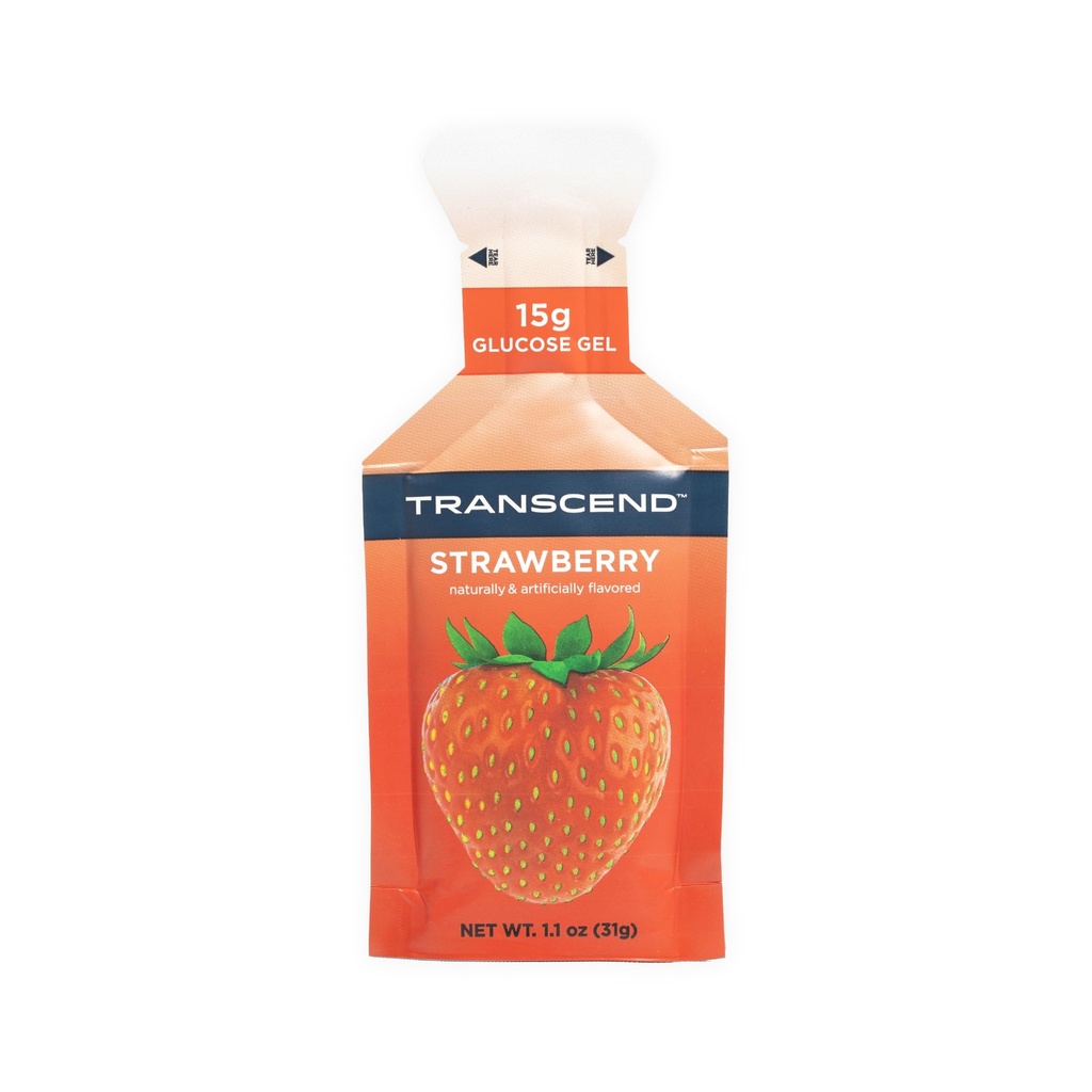 Transcend Foods Erdbeer-Gel (1.1 Unze, Packung mit 10) Fast-Acting Carb Gel Erdbeeren Geschmack – Koffeinfrei, Glutenfrei