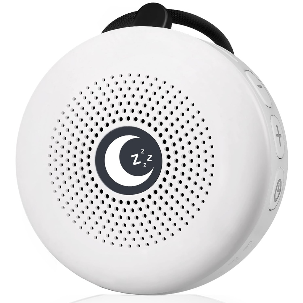Sleepbox Sleep Sound Machine Portable Noise Machine with 30 Soothing Sounds 4 Timer Memory Function Rechargeable Battery 32 Volume Levels for Sleeping Traveling Relaxing for Baby Kids Adults (White)