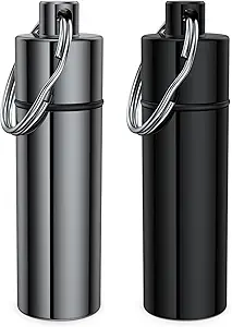 Small Pill Box,(2 Pack) Keychain Pill Holder Portable Mini Travel Pill Container Metal Case Bottle with Keyring