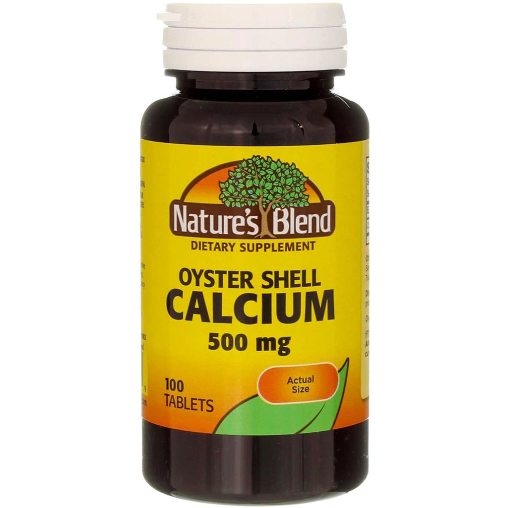 Nature's Blend Oyster Shell Calcium 500 mg Tabletten - 100 ct, Packung von 2