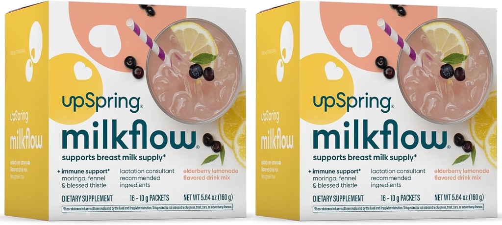 UpSprring Milkflow Immune Support Allaitement Supplément Boissons Mix Fenugreek-Free, Moringa.