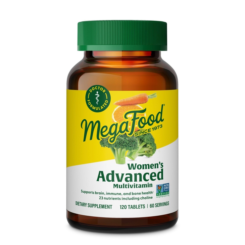 MegaFood Women's Advanced Multivitamin for Women - Doctor-Formuliert mit Eisen, Choline, Vitamin D, Vitamin C & Zink - Gehirngesundheit - Immununterstützung - Non-GMO - Vegetarisch - 120 Tabs (60 Servietten)
