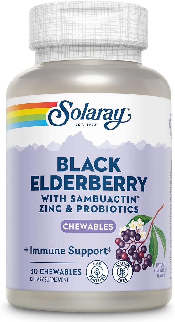 SOLARAY Extrait de mûrier noir avec du zinc, des probiotiques et de la vitamine C
