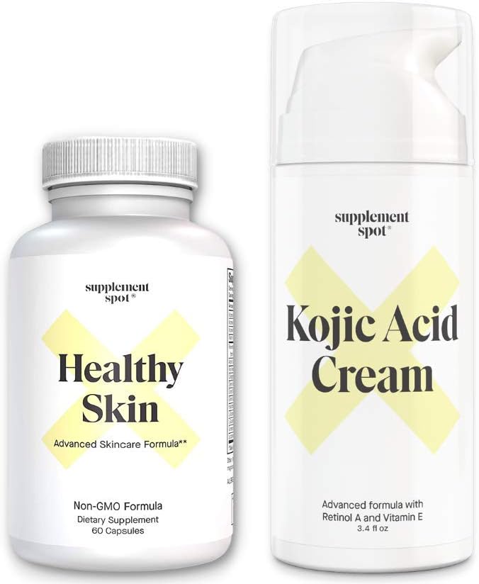 Bundle: Supplément anti-âge de la peau santé et crème pour visage d'acide Kojic