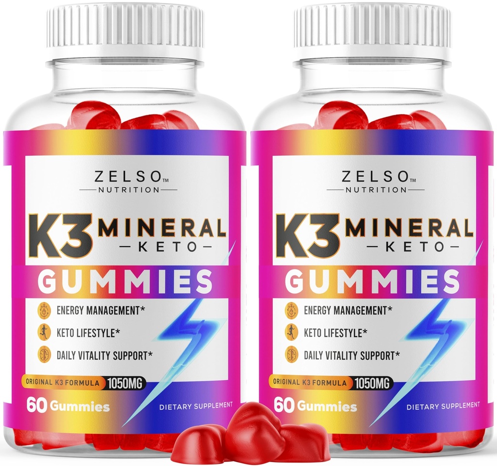 (2 Pack) K3 Mineral Keto Gummi - Keto K3 Mineralgummis, K3 Mineral Advanced Formula Gummies - K3 Vitamin Supplement, Keto ACV Gummies K3 Mineral Gummy - 120 Gummi für 2 Monate